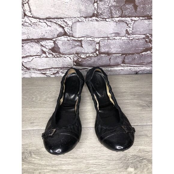 Tod's Black Leather Cap Toe Buckle Ballerina Ballet Flats Women's Sz 10M US/41EU - Picture 16 of 16